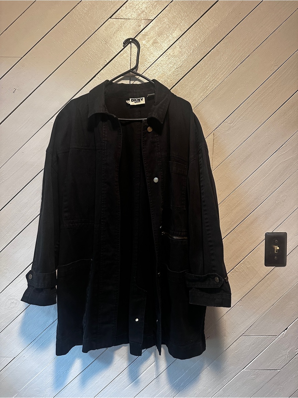 DKNY Men's Black Lightweight Shirt Jacket